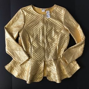 NWT Ouun blazer jacket womens plus size 2X Gold quilted